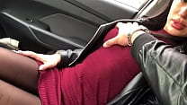 A beautiful brunette in beautiful lingerie could not resist and gave in the car