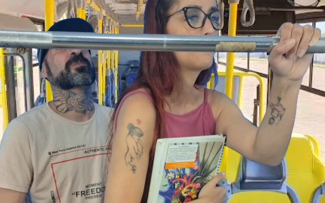 Young student was thighed by stranger inside the bus in public.