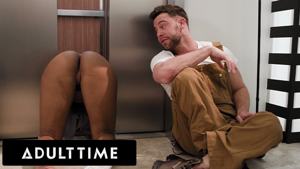 ADULT TIME – Pervy Maintenance Man Fucks August Skye While She’s STUCK IN THE ELEVATOR!