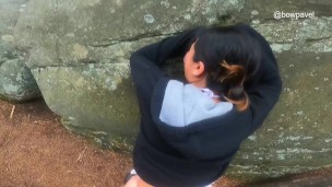 First time in the nature, she swallows in the Forest of Fontainebleau