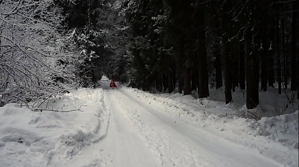 Red Hood in the snowy forest