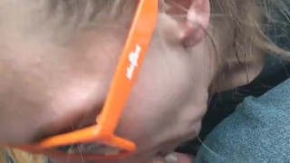 Step Daughter wants to learn how to suck daddy off properly in car so mommy dont find out