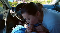 She really loves to suck in the car